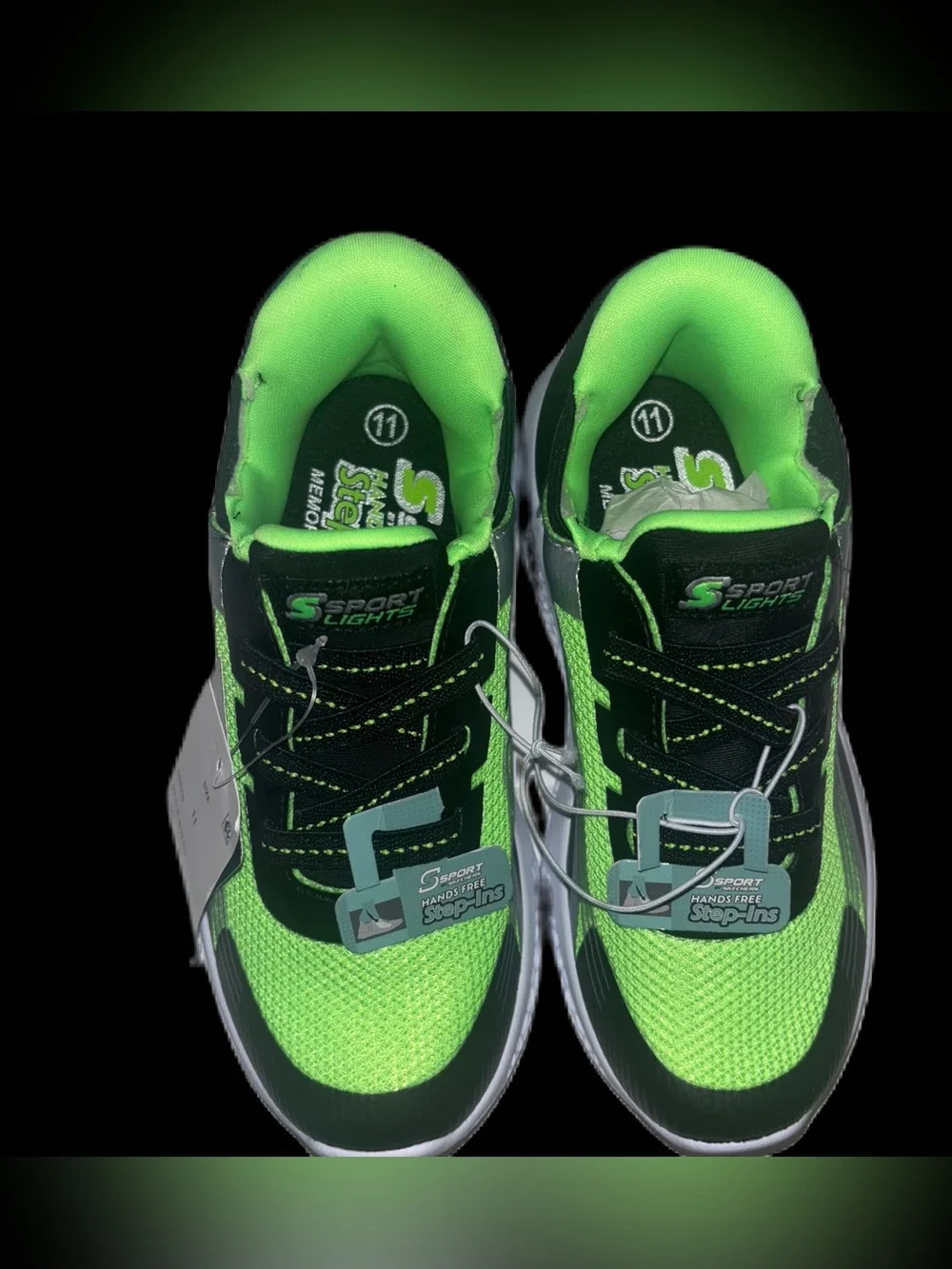 Sport Lights by Skechers Kids Step-ins Sneakers Bright Green & Black Size 11